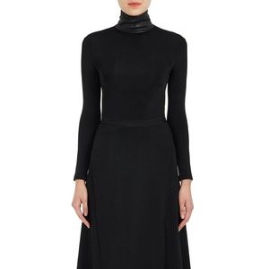 Helmut Lang Tech Jersey Leather Mock Turtleneck size XS